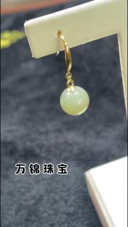 和田玉耳坠耳环阳绿玉石绿色耳钉感小众设计耳坠耳饰女 碧玉款
