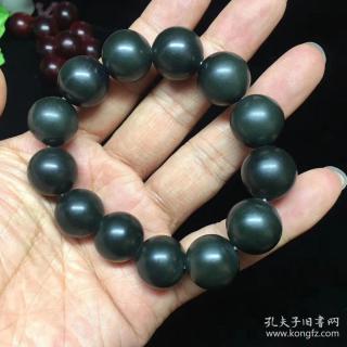 和田玉青玉圆珠精品手串